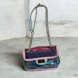Multicolor Quilted Clear Cross Body Purse: Durable PVC Summer Shoulder Bag